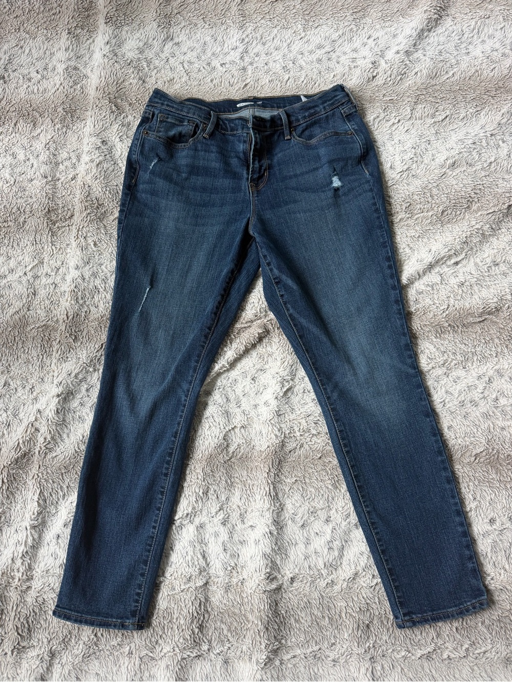 Old Navy Dark Blue Skinny Jeans with Subtle Distressing